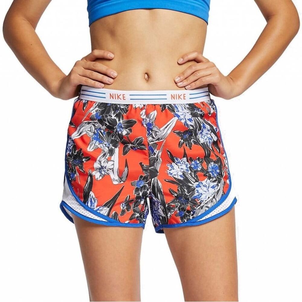 NIKE • Blue + Red/Orange Tempo Hyper Femme Floral Shorts